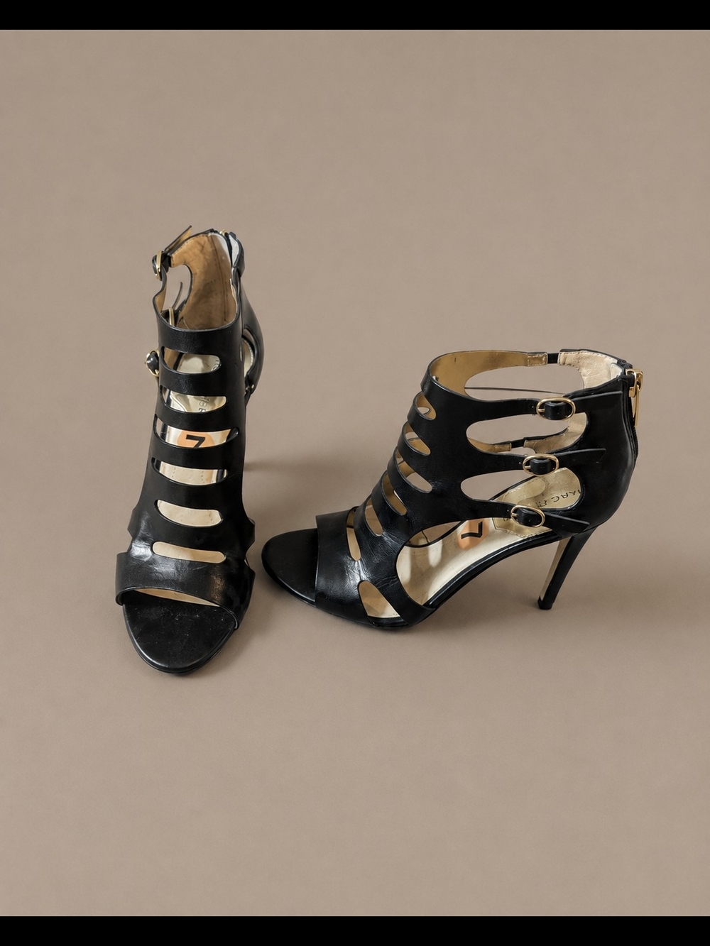 Marc Fisher Black Cutout Strappy Stiletto Heels